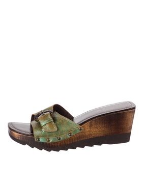 Donald J. Pliner Couture Metallic Wooden Wedge Sandals